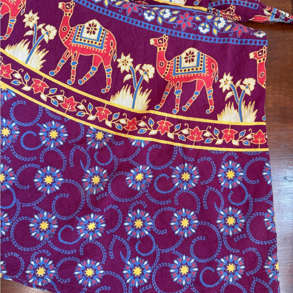 Darn Good Yarn 100% Cotton Boho Wrap Midi Skirt – Elephant and Camel Print - Picture 9 of 9